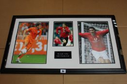 A pre-owned signed Ruud Van Nistelrooy photo triptych (Damaged).