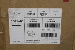 A boxed as new DuPont Corian Design Sweet 805 sink in glacier white.