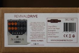 A boxed as new Origin Effects RevivalDRIVE Overdrive Pedal.