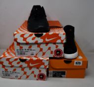 Two pairs of as new Nike Renew Lucent 2 (UK 8, 9) and a pair of women's Nike Blazer Mid '77 (UK 3).