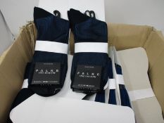 A quantity of assorted as new Falke socks; Fine Shadow (12 pairs), Tiago (9 pairs), Run (6 pairs),