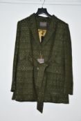 A woman's as new Really Wild London belted tweed jacket in Khaki/Silver (Size 14 - RRP £395).