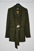 A woman's as new Really Wild London belted tweed jacket in Khaki/Silver (Size 12 - RRP £395).