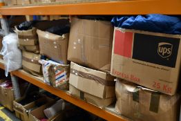 Eight boxes of assorted pre-owned clothing and related items.