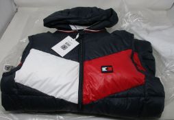 A women's as new Tommy Hilfiger Re Down vest in desert sky (XXS).