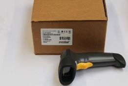 Fourteen LS2208 Input/Output Scanners with stands.