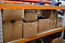 Eight boxes of assorted pre-owned clothing and related items.