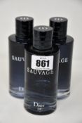 Three part used Dior Savage eau de toilette (200ml).