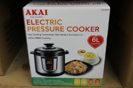 Six new AKAI Electric 6L steam, bake, saute, stew pressure cookers (AKCK601).