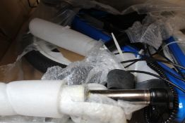 A Taoci 02 Electric Bike in blue and white (NOTE: This item has not been assembled and may be