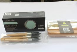 Five as new Hamilton Prestige Bristle Blend sash brush packs, two Hamilton Prestige paper hanging
