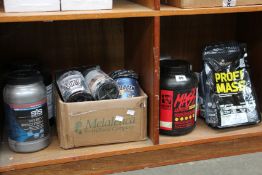 A quantity of miscellaneous pre-workout powders and related to include Mass Extreme 2500 - Muscle