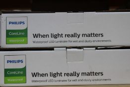 Six boxed as new Phillips Coreline Waterproof LED batten (WT120C, 120cm).