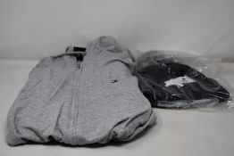 An as new Tommy Jeans Badge polar fleece hoodie (M), Tommy Hilfiger full zip hoodie (M), an Icon