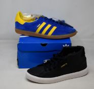 Three pairs of as new Adidas trainers; Sleek (UK 5), Stockholm (UK 9.5) and ZX 700 HD (UK 8).