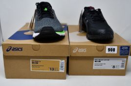 Two pairs of men's as new Asics trainers; Gel-Quantum 90 (UK 7) and GT-1000 9 (UK 12).