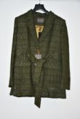 A woman's as new Really Wild London belted tweed jacket in Khaki/Silver (Size 14 - RRP £395).