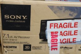 A pre-owned Sony STR-DH810 7.1 channel AV receiver (Item untested, viewing recommended).