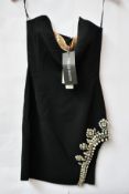 An as new David Koma strapless mini dress in black and beige with jewel hem (UK 6 - RRP £1260).