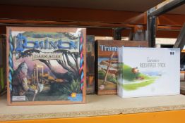Eight as new board games: Dominion - Dark Ages, Stronghold 2nd Edition, Trans America and
