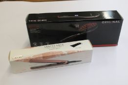 Ten boxes of Ulton Mach mini hair straighteners and curling irons and seven Beox professional hair