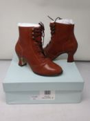 A pair of as new Miss L Fire Alexa tan lizard leather lace up ankle boots (EU 36).