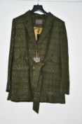 A woman's as new Really Wild London belted tweed jacket in Khaki/Silver (Size 14 - RRP £395).