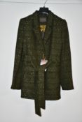 A woman's as new Really Wild London belted tweed jacket in Khaki/Silver (Size 12 - RRP £395).