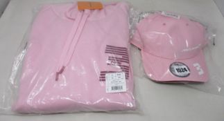 A women's as new McLaren FW Ricciardo No3 hoodie in pink (XL) with matching baseball cap.