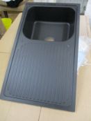 A Schock Lithos D100 1.0 Bowl Nero black granite kitchen sink.