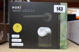 A NUKI Smart Lock 2.0 electronic door lock.