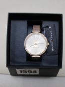 A woman's boxed as new Tommy Hilfiger Kelly Pale Mesh Strap watch (1782115).