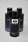 Three Dior Savage eau de toilette (200ml) (Slightly used).