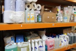 A large quantity of household cleaning products, sanitisers and related items to include bleach,