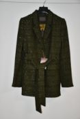 A woman's as new Really Wild London belted tweed jacket in Khaki/Silver (Size 12 - RRP £395).