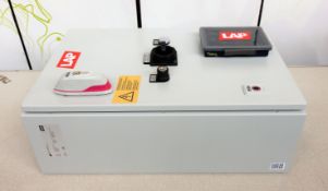 COLLECTION ONLY: An as new LAP Laser Projector Distribution Box (CAD-PRO 1-2) with cable, remotes,