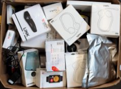 COLLECTION ONLY: A box of assorted new and pre-owned electronic items and accessories (All items