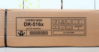 COLLECTION ONLY: Two boxed as new Konica Minolta DK-516x Copier Desks (Box sealed).