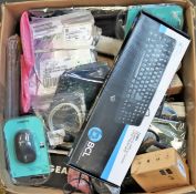 COLLECTION ONLY: A box of assorted new and pre-owned electronic items and accessories (All items