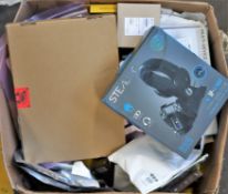 COLLECTION ONLY: A box of assorted new and pre-owned electronic items and accessories (All items