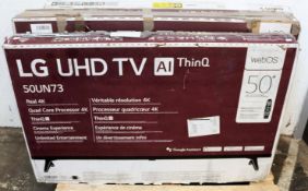 COLLECTION ONLY - SOLD FOR PARTS: A boxed LG 50UN73 UHD 50