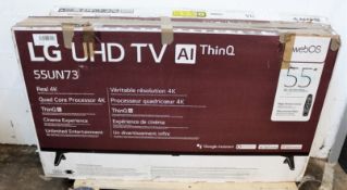 COLLECTION ONLY - SOLD FOR PARTS: A boxed LG 55UN73 UHD 55