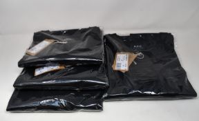 Four as new A.P.C. VPC logo T-shirts in black (All L - RRP £49 each).