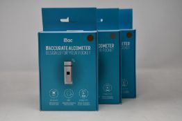 Three boxed as new iBac accurate pocket smart breathalysers.