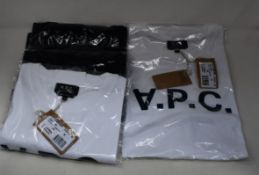Four as new A.P.C. VPC logo T-shirts in black (All M - RRP £49 each).