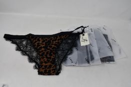 Eleven pairs of as new Love Stories Wild Rose briefs in leopard print (Sizes 1, 2, 3, 4 - RRP £33