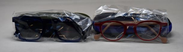 Two pairs of assorted as new Anne & Valentin glasses frames with case.