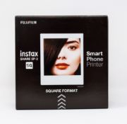 A boxed as Fujifilm Instax SP-3 Share Square Wireless Photo Printer in Black.