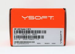 Five boxed as new YSoft 3 MFX USB Card Readers (P/N: YU03074 00M) (Boxes sealed).