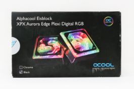 A boxed as new Alphacool Eisblock XPX Aurora Edge Plexi Black Digital RGB CPU Water Cooler in